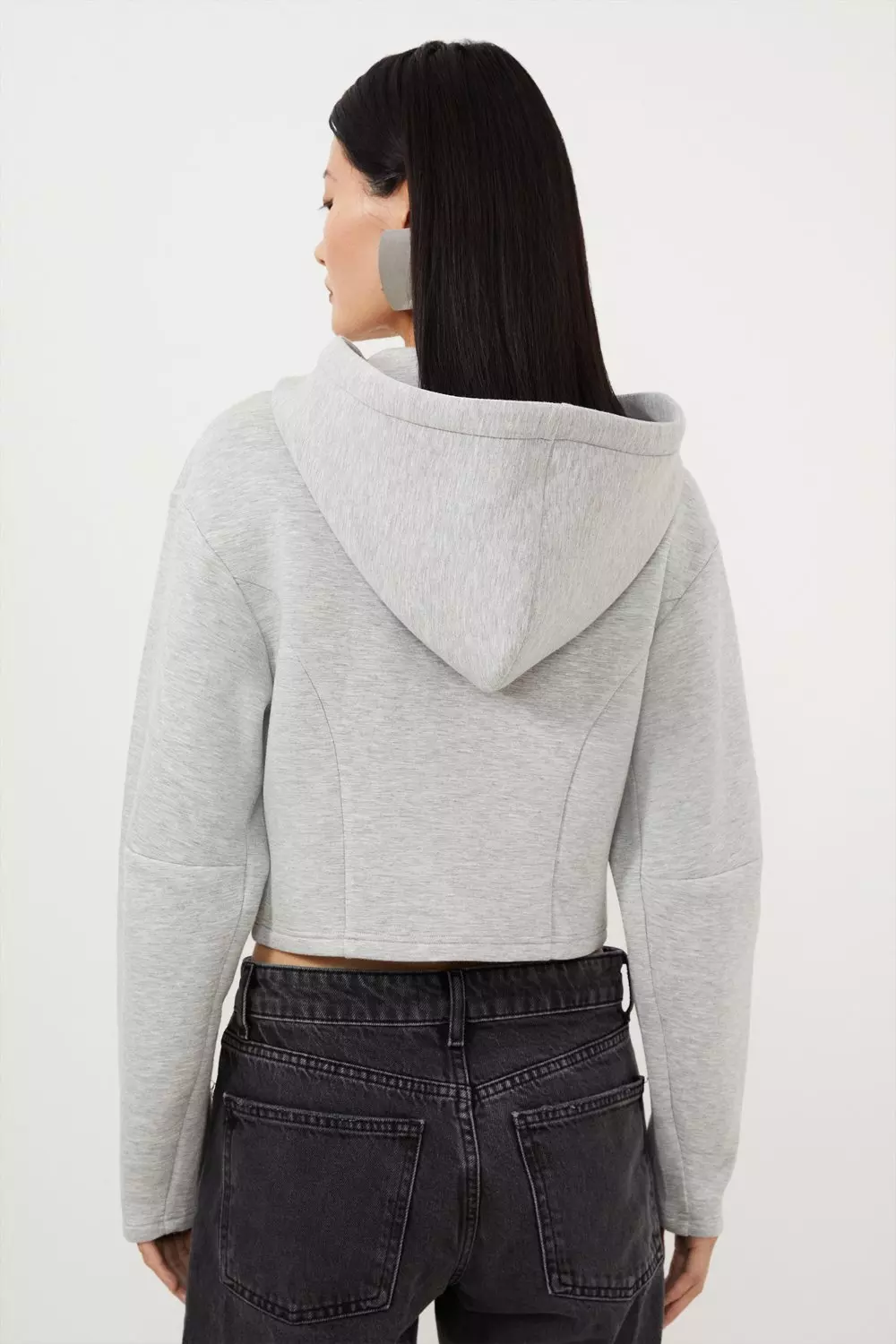 Grey marl crop off shoulder online sweater